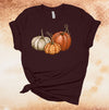 Fall Shirt, Cute Pattern Pumpkins, Pumpkin Trio, Fall Shirt, Premium Soft Unisex Tee, Plus Size 2x, 3x, 4x Plus Size Available