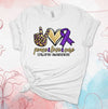 Peace Love Cure, Epilepsy Awareness, Purple Ribbon, Premium Brand Soft Unisex Tee, Plus Sizes Available, 2x, 3x, 4x