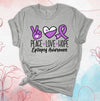 Peace Love Hope, Epilepsy Awareness, Purple Ribbon, Premium Brand Soft Unisex Tee, Plus Sizes Available, 2x, 3x, 4x