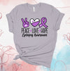 Peace Love Hope, Epilepsy Awareness, Purple Ribbon, Premium Brand Soft Unisex Tee, Plus Sizes Available, 2x, 3x, 4x