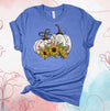 Fall Shirt, Beautiful White Pumpkins With Sunflowers, Polka Dot Pumpkin, Premium Soft Unisex Tee, Plus Size 2x, 3x, 4x Plus Size Available