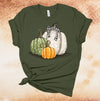 Fall Shirt, White And Green Polka Dot Pumpkins, Autumn Shirt, Premium Soft Unisex Tee, Plus Size 2x, 3x, 4x Plus Size Available