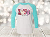 Cute Love Christmas, Pink Christmas, Santa Tee, Christmas Raglan, Next Level Raglan Three Quarter Sleeve, Choice Of Colors