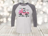 It's The Most Wonderful Time Of The Year, Pink Truck, Pink Christmas, Christmas Raglan, Next Level Raglan Three Quarter Sleeve