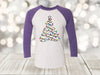 Christmas Lights Tree, Christmas Raglan, Cute Christmas Tee, Next Level Raglan Three Quarter Sleeve, Plus Sizes Available