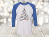 Christmas Lights Tree, Christmas Raglan, Cute Christmas Tee, Next Level Raglan Three Quarter Sleeve, Plus Sizes Available