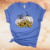 Cute White Pumpkins And Sunflower, Polka Dot Pumpkins, Fall Sunflowers, Premium Cotton Unisex Tee, Plus Size 2x, 3x, 4x Available