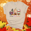 Happy Hallothanksmas, Halloween Coffee, Thanksgiving Coffee, Christmas Coffee, Premium Soft Unisex Tee, Plus Size 2x, 3x, 4x Available