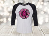 Breast Cancer Sunflower, Breast Cancer Awareness, Pink Sunflower, Pink Ribbon, Next Level Raglan Three Quarter Sleeve, Choice Of Colors