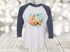 Pretty Pastel Pumpkins, Sunflowers, Pumpkins, Cute Pumpkins, Fall Pumpkins, Next Level Raglan Three Quarter Sleeve, Choice Of Colors