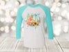 Pretty Pastel Pumpkins, Sunflowers, Pumpkins, Cute Pumpkins, Fall Pumpkins, Next Level Raglan Three Quarter Sleeve, Choice Of Colors