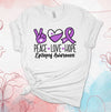 Peace Love Hope, Epilepsy Awareness, Purple Ribbon, Premium Brand Soft Unisex Tee, Plus Sizes Available, 2x, 3x, 4x