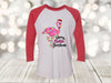 Merry Flockin Christmas Raglan, Flamingo In Christmas Lights, Next Level Raglan Three Quarter Sleeve, Choice Of Colors