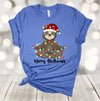 Merry Slothmas, Sloth Tangled In Lights, Christmas Sloth Tee Shirt, Premium Soft Unisex Shirt, 2x Holiday, 3x Holiday, 4x Holiday