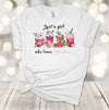 Just A Girl Who Loves Christmas, Christmas Coffee, Peppermint Mocha, Premium Cotton Unisex Tee, Plus Size 2x, 3x, 4x