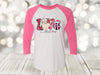 Cute Love Christmas, Pink Christmas, Santa Tee, Christmas Raglan, Next Level Raglan Three Quarter Sleeve, Choice Of Colors