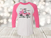 It's The Most Wonderful Time Of The Year, Pink Truck, Pink Christmas, Christmas Raglan, Next Level Raglan Three Quarter Sleeve