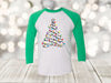 Christmas Lights Tree, Christmas Raglan, Cute Christmas Tee, Next Level Raglan Three Quarter Sleeve, Plus Sizes Available