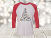 Christmas Lights Tree, Christmas Raglan, Cute Christmas Tee, Next Level Raglan Three Quarter Sleeve, Plus Sizes Available