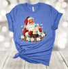 Old Fashioned Santa, Santa And Flowers, Christmas Shirt, Holiday Tee Shirt, Premium Unisex Tee, Plus Size 2x, 3x, 4x