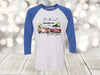 It's The Most Wonderful Time Of The Year, Old Truck Pulling Camper, Christmas Fun, Next Level Raglan Three Quarter Sleeve, Choice Of Colors