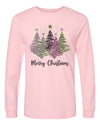 Beautiful Zig Zag Christmas Trees, Merry Christmas, Pastel Christmas Trees, 2x, 3x, Plus Size Available, Bella Canvas Long Sleeve Unisex