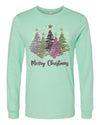 Beautiful Zig Zag Christmas Trees, Merry Christmas, Pastel Christmas Trees, 2x, 3x, Plus Size Available, Bella Canvas Long Sleeve Unisex