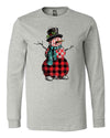 Christmas Shirt, Buffalo Plaid And Striped Snowman, Cute Snowman, Long Sleeve, 2x, 3x, Plus Size Available, Bella Canvas Long Sleeve Unisex