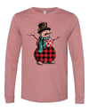 Christmas Shirt, Buffalo Plaid And Striped Snowman, Cute Snowman, Long Sleeve, 2x, 3x, Plus Size Available, Bella Canvas Long Sleeve Unisex