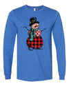 Christmas Shirt, Buffalo Plaid And Striped Snowman, Cute Snowman, Long Sleeve, 2x, 3x, Plus Size Available, Bella Canvas Long Sleeve Unisex