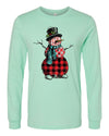 Christmas Shirt, Buffalo Plaid And Striped Snowman, Cute Snowman, Long Sleeve, 2x, 3x, Plus Size Available, Bella Canvas Long Sleeve Unisex