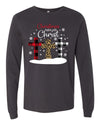 Christmas Begins With Christ, Three Plaid And Leopard Crosses, Christmas, Bella Canvas Long Sleeve Unisex, 2x, 3x, Plus Size Available