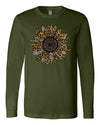 Fall Sunflower, Leopard Print Sunflower, Pretty Sunflower, Bella Canvas Long Sleeve Unisex, 2x, 3x, Plus Size Available