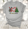 Christmas Shirt, Peace Love Christmas, Tie Dye, Candy Cane Heart, Holiday Tee Shirt, Premium Soft Unisex Tee, Plus Size 2x, 3x, 4x