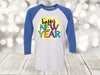 Happy New Year, Colorful New Year Raglan, New Years Eve, New Years Day, Next Level Raglan Three Quarter Sleeve, Choice Of Colors