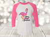 Merry Flockin Christmas Raglan, Flamingo In Christmas Lights, Next Level Raglan Three Quarter Sleeve, Choice Of Colors