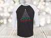 Merry Christmas, Cute Hand Drawn Christmas Tree, Christmas Gift, Christmas Raglan, Next Level Raglan Three Quarter Sleeve