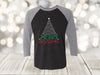 Merry Christmas, Cute Hand Drawn Christmas Tree, Christmas Gift, Christmas Raglan, Next Level Raglan Three Quarter Sleeve