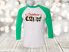 Christmas Raglan, Christmas Crew, Christmas Shirt, Holiday Shirt, Plus Sized Available, Next Level Raglan Three Quarter Sleeve