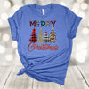 Plaid Leopard And Gold Trees, Cute Merry Christmas Trees, Holiday Tee Shirt, Premium Soft Unisex, Plus Size 2x, 3x, 4x Available