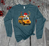 Christmas Bus Driver, Bus With Antlers And Santa Hat, School Bus Driver Gift, Bella Canvas Long Sleeve Unisex, 2x, 3x, Plus Size Available