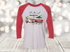 It's The Most Wonderful Time Of The Year, Old Truck Pulling Camper, Christmas Fun, Next Level Raglan Three Quarter Sleeve, Choice Of Colors