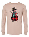 Christmas Shirt, Buffalo Plaid And Striped Snowman, Cute Snowman, Long Sleeve, 2x, 3x, Plus Size Available, Bella Canvas Long Sleeve Unisex