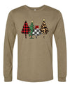 Christmas Shirt, Buffalo Plaid Leopard Print Green Christmas Trees, Christmas, Bella Canvas Long Sleeve Unisex, 2x, 3x, Plus Size Available