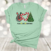 Christmas Shirt, Peace Love Christmas, Tie Dye, Candy Cane Heart, Holiday Tee Shirt, Premium Soft Unisex Tee, Plus Size 2x, 3x, 4x