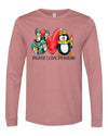 Winter Long Sleeve, Peace Love Penguin, Penguin Lover, Holiday Long Sleeve, 2x, 3x, Plus Size Available, Bella Canvas Long Sleeve Unisex