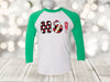 Christmas Raglan, Ho!, Santa Claus,  Santa Hat, Christmas Tee, Plus Sizes Available, Next Level Raglan Three Quarter Sleeve