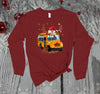 Christmas Bus Driver, Bus With Antlers And Santa Hat, School Bus Driver Gift, Bella Canvas Long Sleeve Unisex, 2x, 3x, Plus Size Available