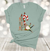 Christmas Shirt, Ho Ho Ho, Gnome With Candy Cane And Wine, Christmas Gnome, Red Birds, Premium Soft Unisex Shirt, Plus Sizes Available