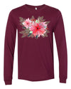 Christmas Shirt, Poinsettia Bouquet, Christmas Flowers, Holiday Flowers, 2x, 3x, Plus Size Available, Bella Canvas Long Sleeve Unisex